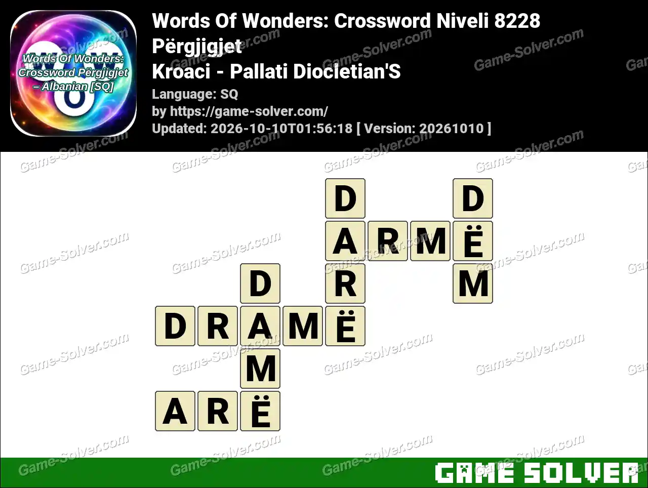 Words Of Wonders: Crossword Niveli 8228 Përgjigjet – Kroaci – Pallati Diocletian’S